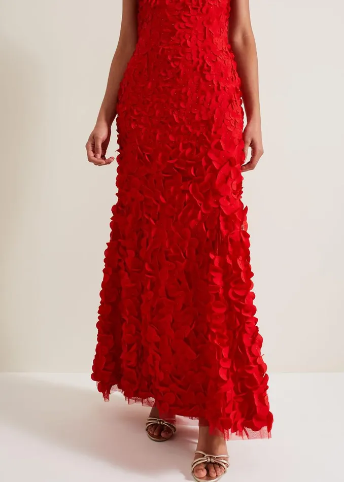 Phase Eight Dresses Charlene Ruffle Maxi Dress Red 8211 Women