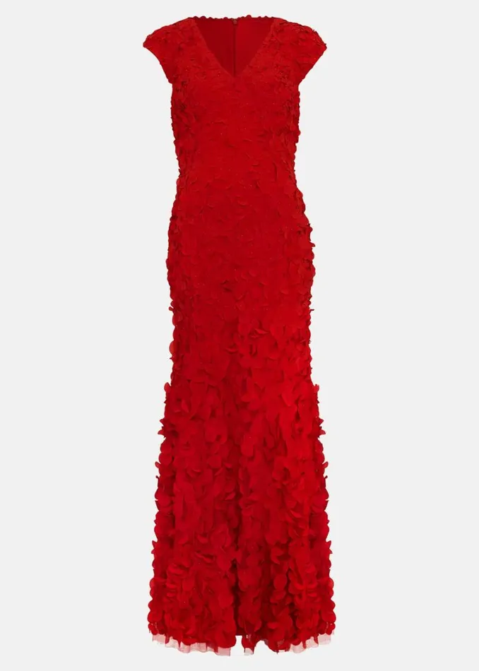 Phase Eight Dresses Charlene Ruffle Maxi Dress Red 8211 Women