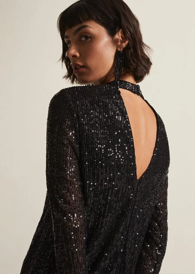 Phase Eight Dresses Cindy Black Sequin Midi Dress Black 8211 Women