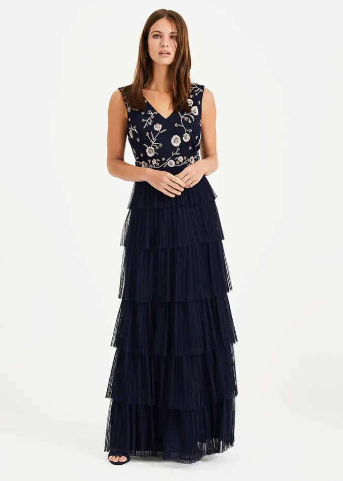 Phase Eight Dresses Cordelia Tiered Maxi Dress Navy 8211 Women
