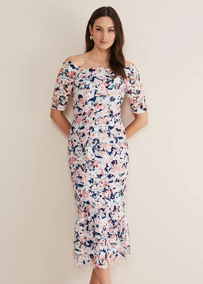 Phase Eight Dresses Elara Floral Bardot Bodycon Midi Dress Multicoloured 8211 Women Phase Eight Dresses Elara Floral Bardot Bodycon Midi Dress Multicoloured 8211 Women