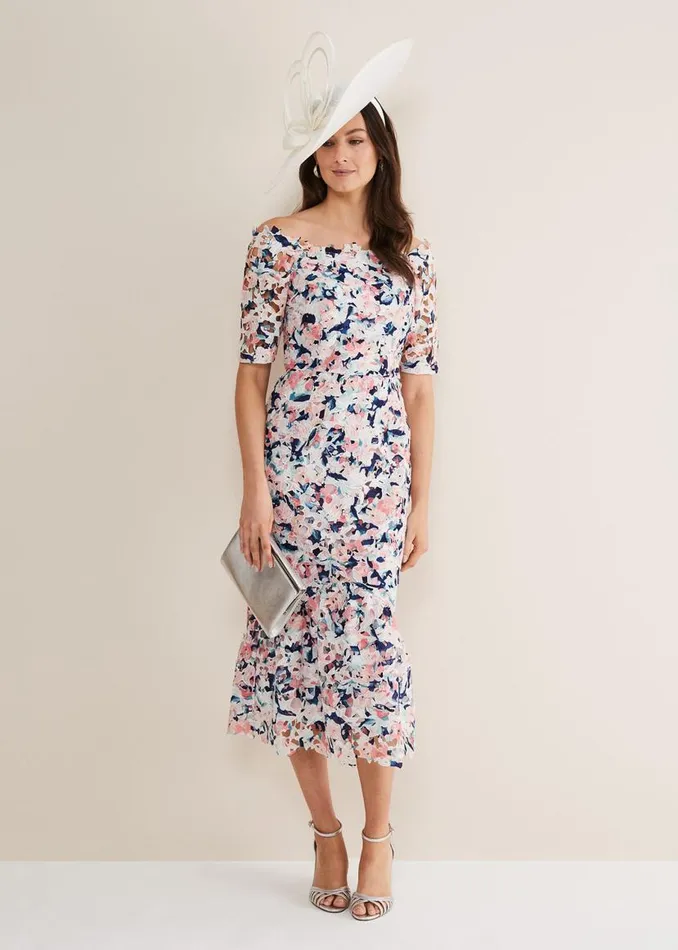 Phase Eight Dresses Elara Floral Bardot Bodycon Midi Dress Multicoloured 8211 Women Phase Eight Dresses Elara Floral Bardot Bodycon Midi Dress Multicoloured 8211 Women