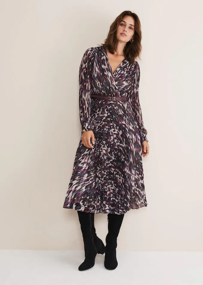 Phase Eight Dresses Eloise Animal Pleated Dress Multicoloured 8211 Women