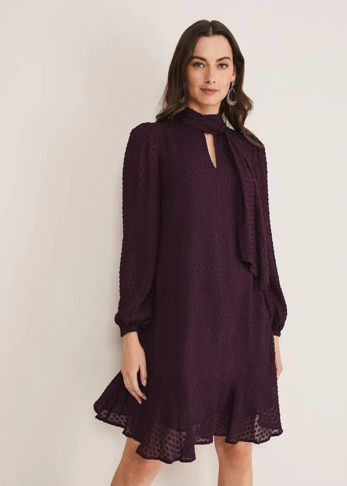 Phase Eight Dresses Everly Textured Swing Dress Plum 8211 Women