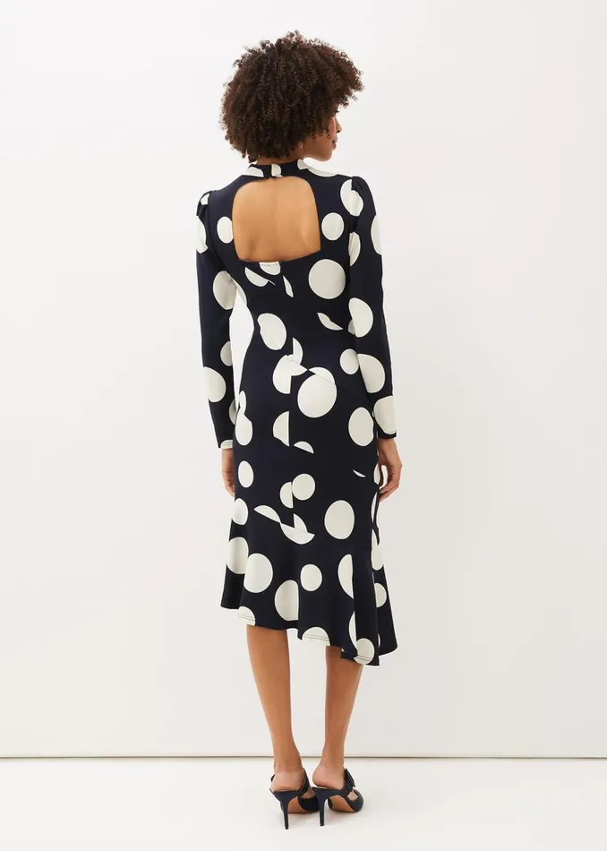 Phase Eight Dresses Gabi Spot Print Asymmetric Hem Dress Navyivory 8211 Women Phase Eight Dresses Gabi Spot Print Asymmetric Hem Dress Navyivory 8211 Women