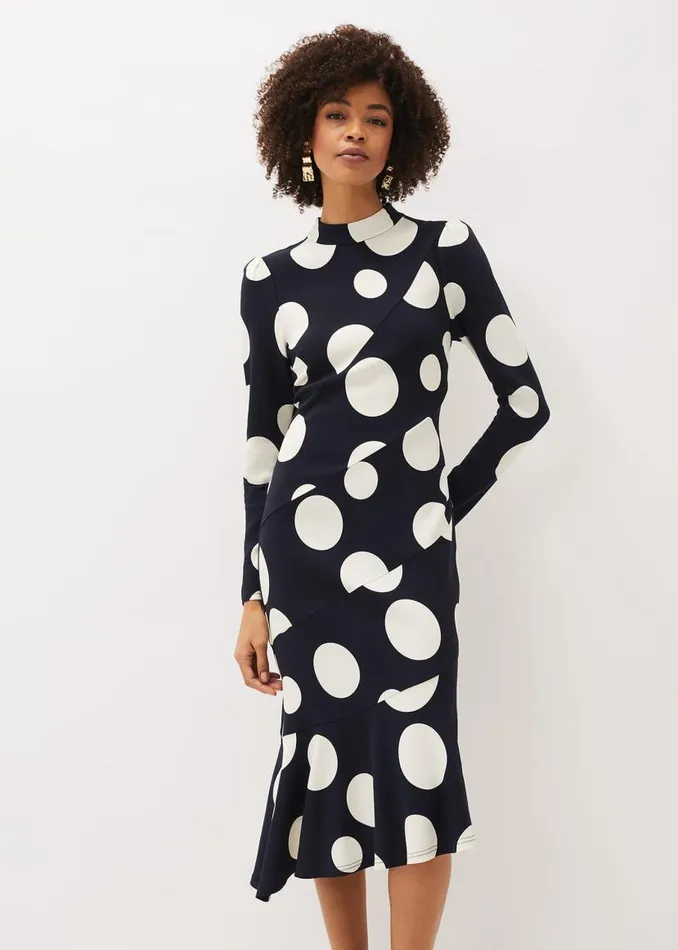 Phase Eight Dresses Gabi Spot Print Asymmetric Hem Dress Navyivory 8211 Women Phase Eight Dresses Gabi Spot Print Asymmetric Hem Dress Navyivory 8211 Women