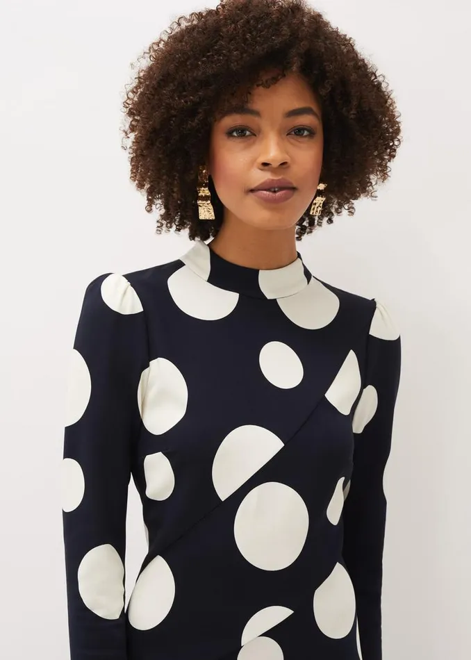 Phase Eight Dresses Gabi Spot Print Asymmetric Hem Dress Navyivory 8211 Women Phase Eight Dresses Gabi Spot Print Asymmetric Hem Dress Navyivory 8211 Women