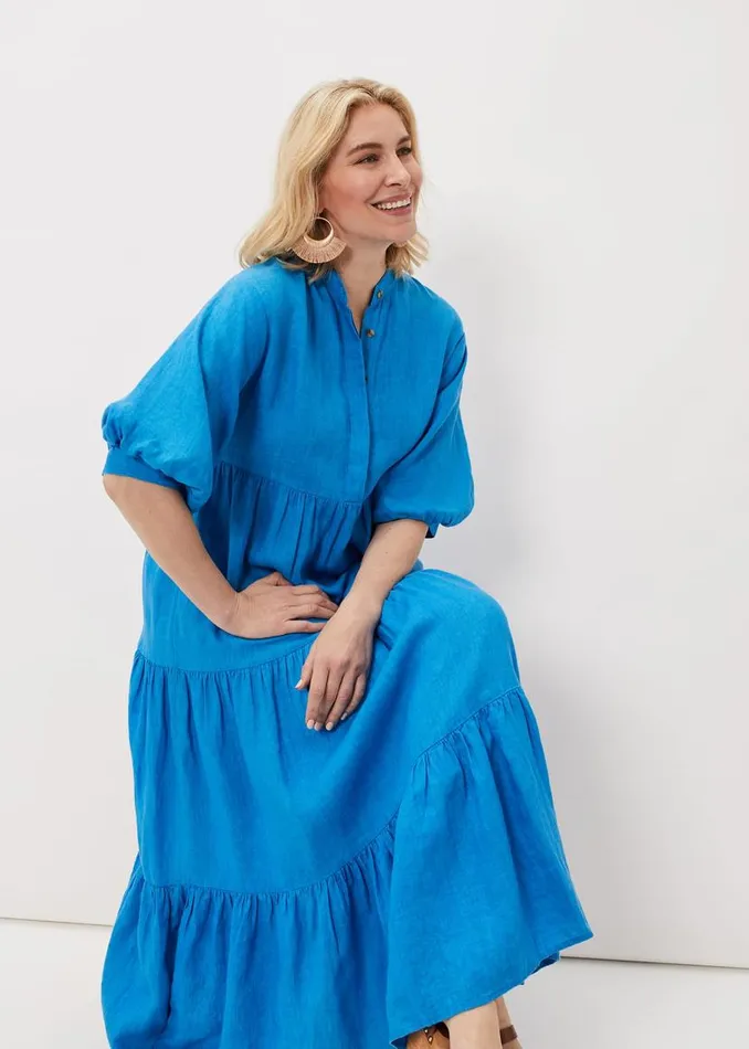 Phase Eight Dresses Gracie Tiered Maxi Dress Azure Blue 8211 Women