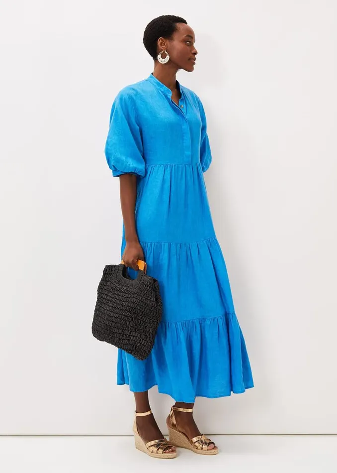 Phase Eight Dresses Gracie Tiered Maxi Dress Azure Blue 8211 Women