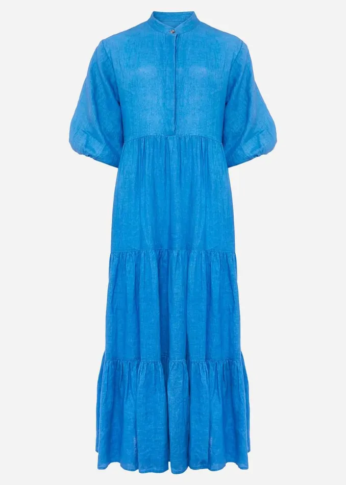 Phase Eight Dresses Gracie Tiered Maxi Dress Azure Blue 8211 Women