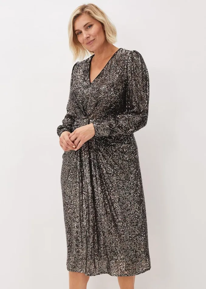 Phase Eight Dresses Haisley Sequin Sleeved Dress Bronze 8211 Women