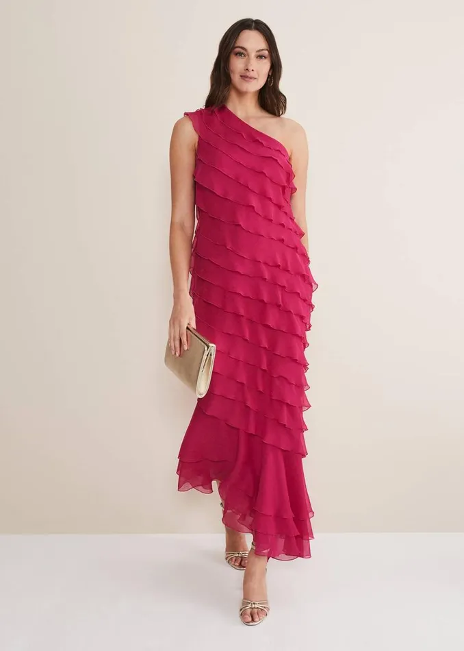Phase Eight Dresses Kelsey Layered One Shoulder Maxi Dress Fuschia 8211 Women Phase Eight Dresses Kelsey Layered One Shoulder Maxi Dress Fuschia 8211 Women