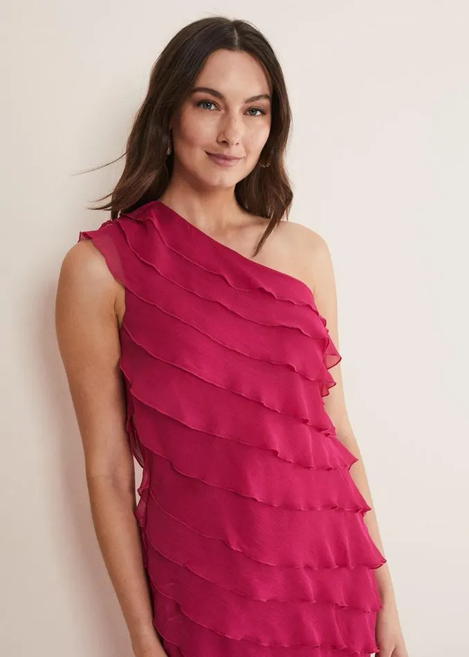 Phase Eight Dresses Kelsey Layered One Shoulder Maxi Dress Fuschia 8211 Women Phase Eight Dresses Kelsey Layered One Shoulder Maxi Dress Fuschia 8211 Women