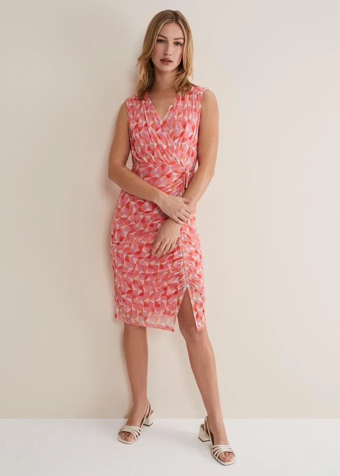 Phase Eight Dresses Khy Geo Wrap Mini Dress Pink Multi 8211 Women