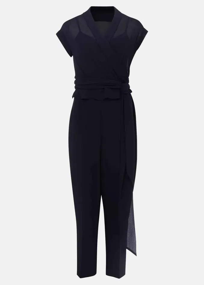 Phase Eight Dresses Leonora Chiffon Overlay Jumpsuit Navy 8211 Women