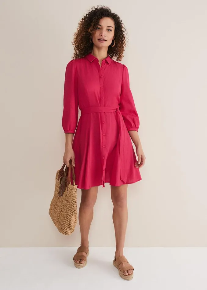 Phase Eight Dresses Lucie Linen Shirt Dress Pink 8211 Women