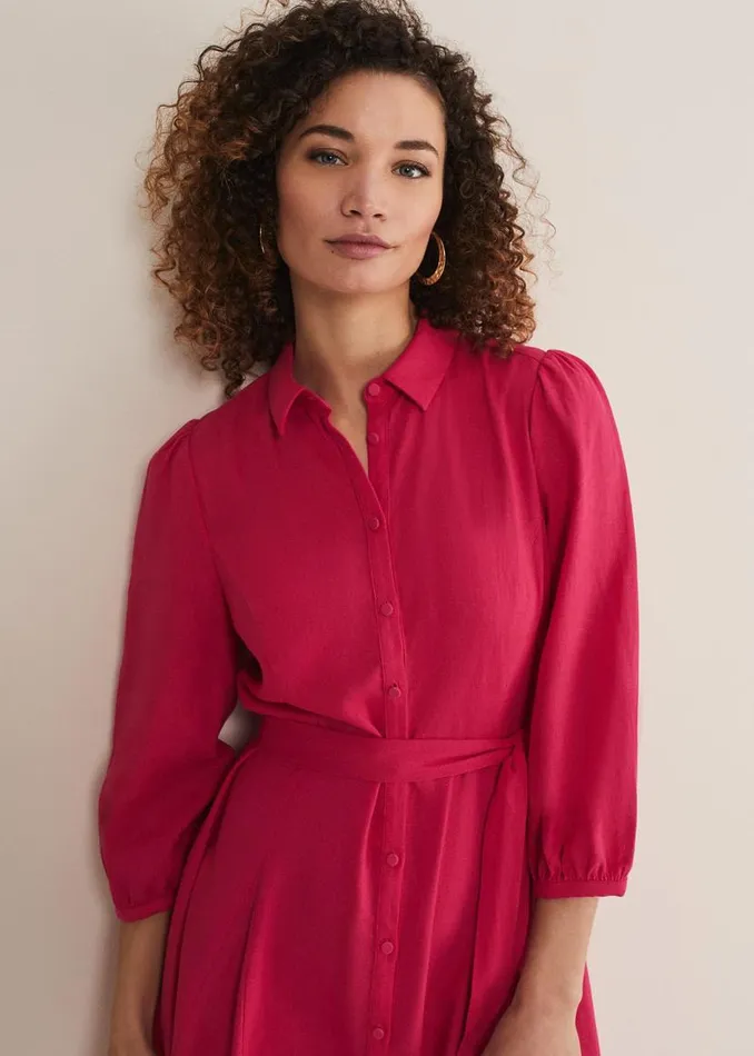 Phase Eight Dresses Lucie Linen Shirt Dress Pink 8211 Women
