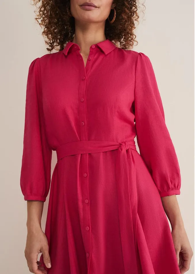 Phase Eight Dresses Lucie Linen Shirt Dress Pink 8211 Women