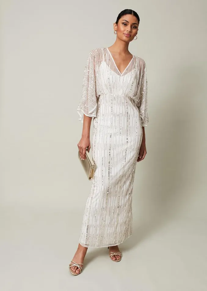 Phase Eight Dresses Melanie Embellished Maxi Dress Ivory 8211 Women
