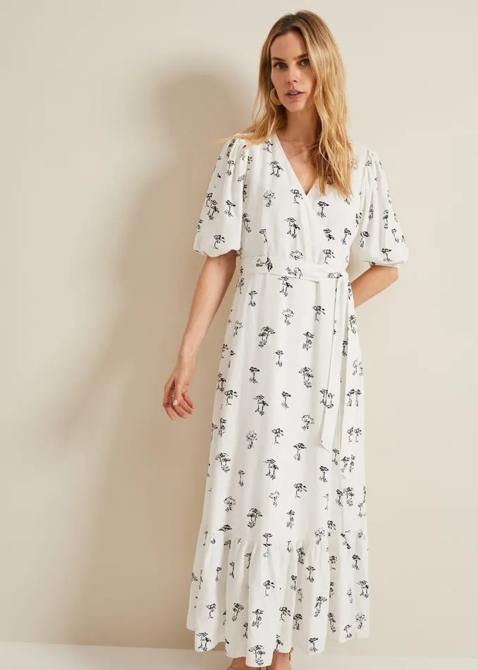 Phase Eight Dresses Nelly Linen Wrap Midi Dress Cream 8211 Women