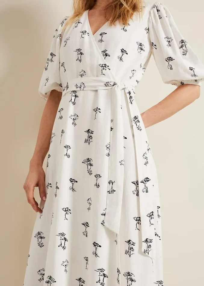 Phase Eight Dresses Nelly Linen Wrap Midi Dress Cream 8211 Women
