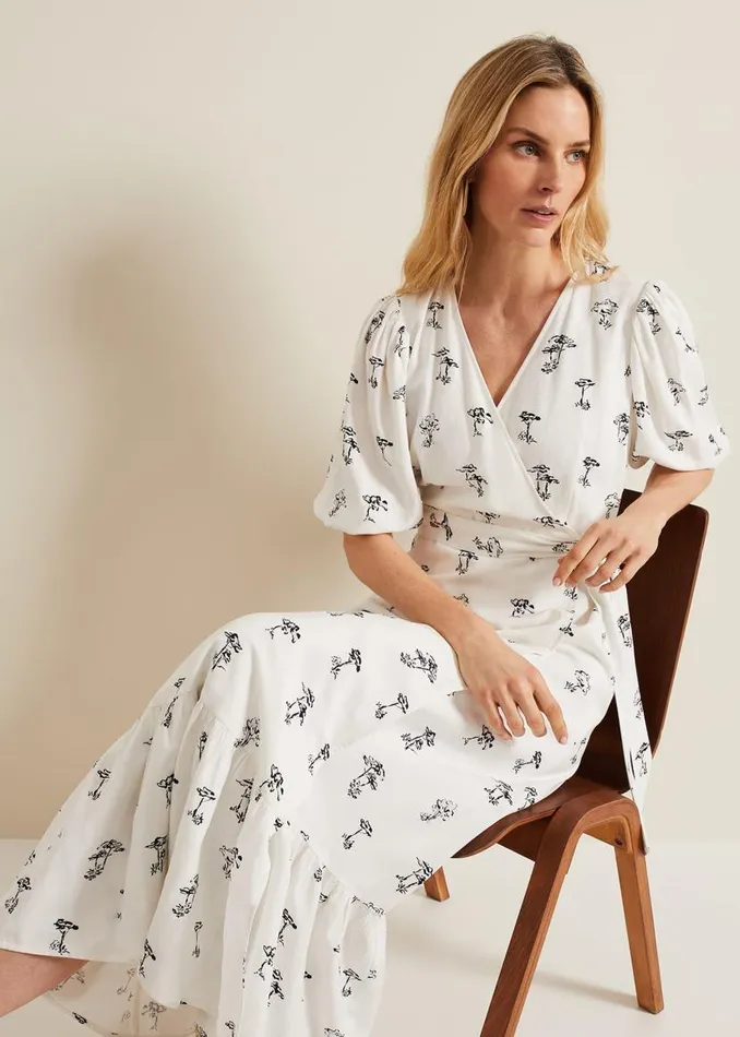 Phase Eight Dresses Nelly Linen Wrap Midi Dress Cream 8211 Women