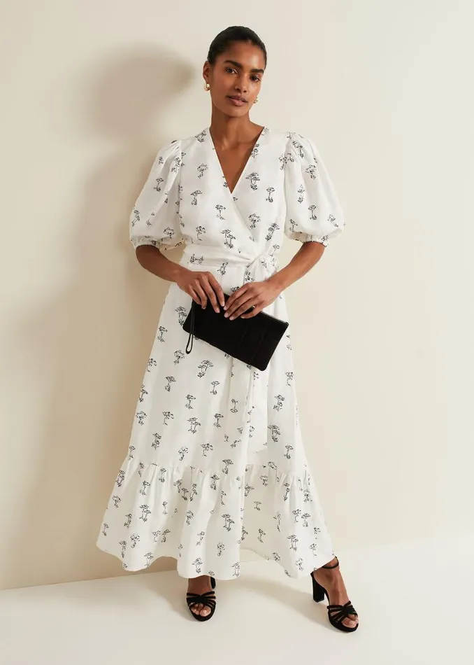 Phase Eight Dresses Nelly Linen Wrap Midi Dress Cream 8211 Women