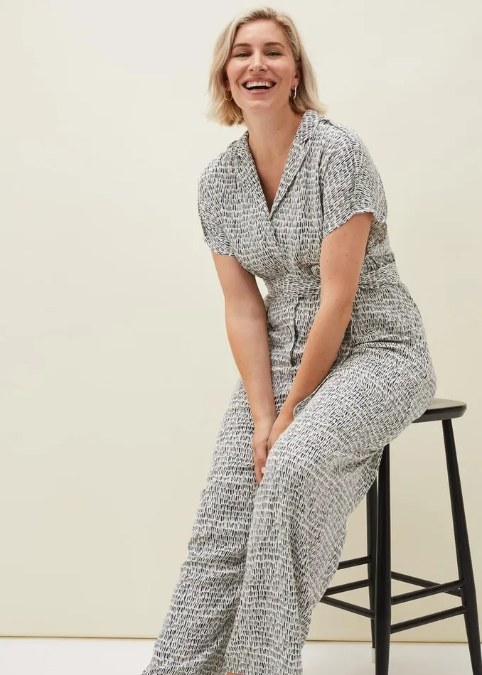 Phase Eight Dresses Paige Abstract Print Jumpsuit Navyivory 8211 Women