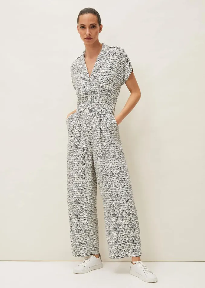Phase Eight Dresses Paige Abstract Print Jumpsuit Navyivory 8211 Women