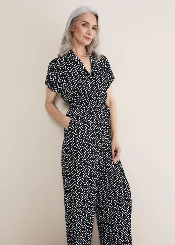 Phase Eight Dresses Paige Abstract Print Wide Leg Jumpsuit Navyivory 8211 Women Phase Eight Dresses Paige Abstract Print Wide Leg Jumpsuit Navyivory 8211 Women