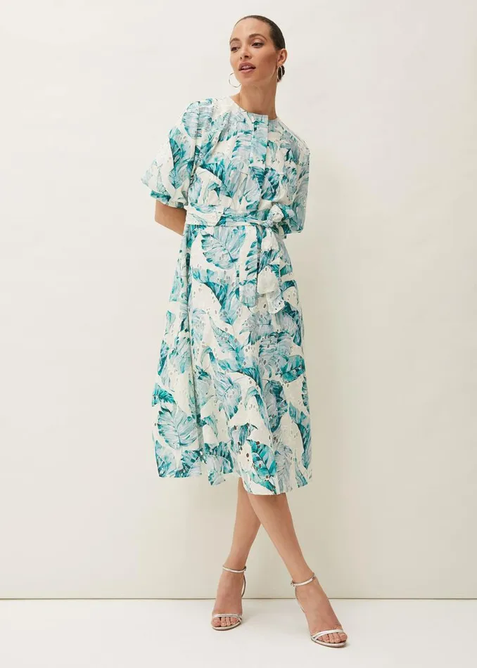 Phase Eight Dresses Palms Broderie Anglaise Printed Cotton Dress Aquamarineivory 8211 Women Phase Eight Dresses Palms Broderie Anglaise Printed Cotton Dress Aquamarineivory 8211 Women