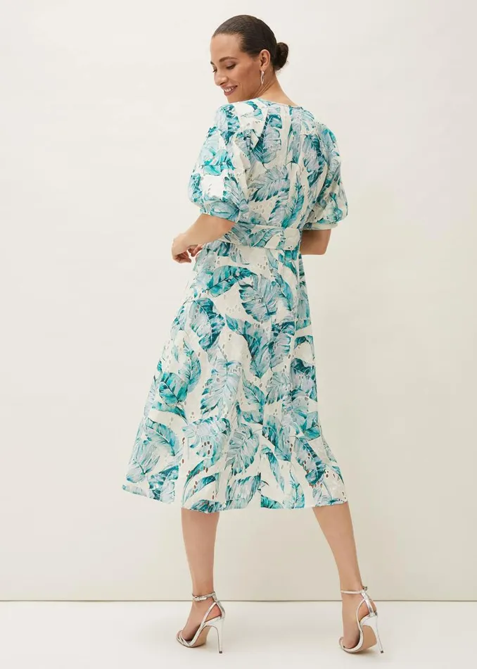 Phase Eight Dresses Palms Broderie Anglaise Printed Cotton Dress Aquamarineivory 8211 Women Phase Eight Dresses Palms Broderie Anglaise Printed Cotton Dress Aquamarineivory 8211 Women