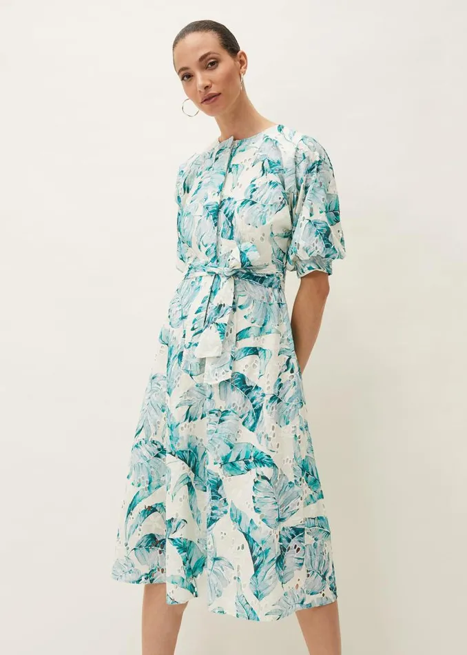 Phase Eight Dresses Palms Broderie Anglaise Printed Cotton Dress Aquamarineivory 8211 Women Phase Eight Dresses Palms Broderie Anglaise Printed Cotton Dress Aquamarineivory 8211 Women