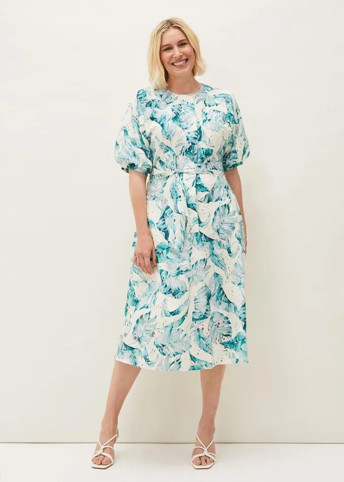 Phase Eight Dresses Palms Broderie Anglaise Printed Cotton Dress Aquamarineivory 8211 Women Phase Eight Dresses Palms Broderie Anglaise Printed Cotton Dress Aquamarineivory 8211 Women