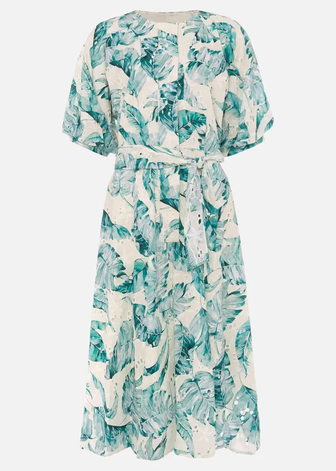 Phase Eight Dresses Palms Broderie Anglaise Printed Cotton Dress Aquamarineivory 8211 Women Phase Eight Dresses Palms Broderie Anglaise Printed Cotton Dress Aquamarineivory 8211 Women