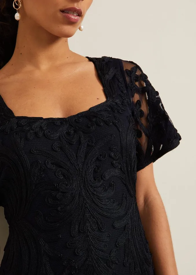 Phase Eight Dresses Petite Matilda Tapework Midi Dress Navy 8211 Women