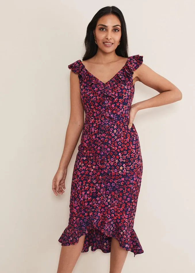 Phase Eight Dresses Petite Viola VNeck Ditsy Frill Dress Navymulti 8211 Women Phase Eight Dresses Petite Viola VNeck Ditsy Frill Dress Navymulti 8211 Women