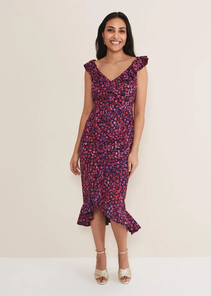 Phase Eight Dresses Petite Viola VNeck Ditsy Frill Dress Navymulti 8211 Women Phase Eight Dresses Petite Viola VNeck Ditsy Frill Dress Navymulti 8211 Women
