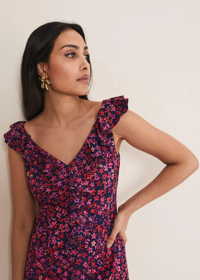 Phase Eight Dresses Petite Viola VNeck Ditsy Frill Dress Navymulti 8211 Women Phase Eight Dresses Petite Viola VNeck Ditsy Frill Dress Navymulti 8211 Women