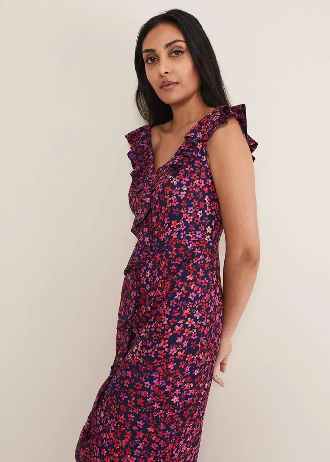 Phase Eight Dresses Petite Viola VNeck Ditsy Frill Dress Navymulti 8211 Women Phase Eight Dresses Petite Viola VNeck Ditsy Frill Dress Navymulti 8211 Women