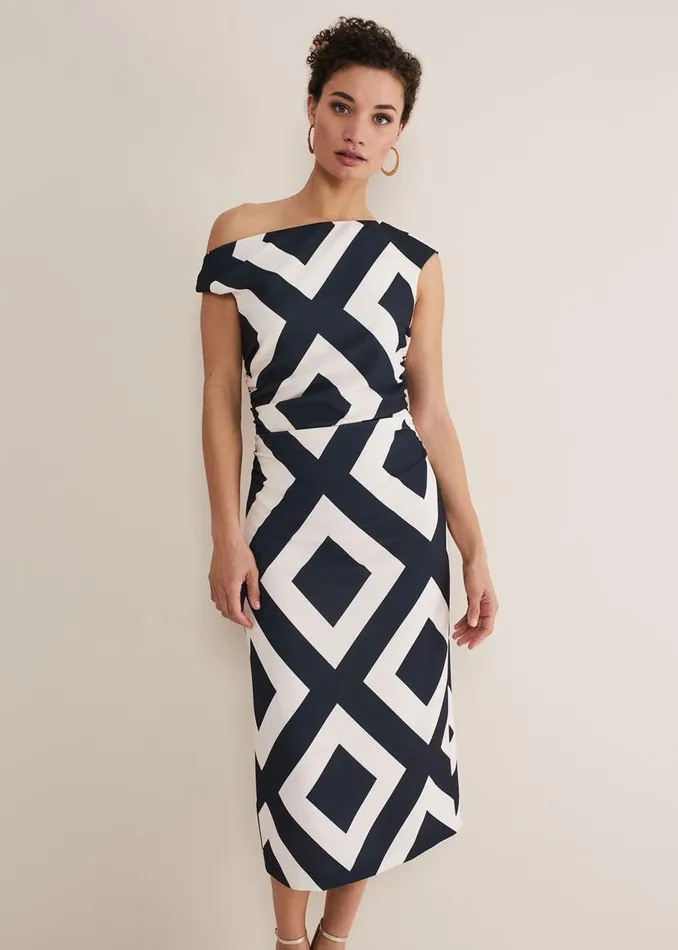 Phase Eight Dresses Posy Geo Fitted Dress Powder Pinknavy 8211 Women