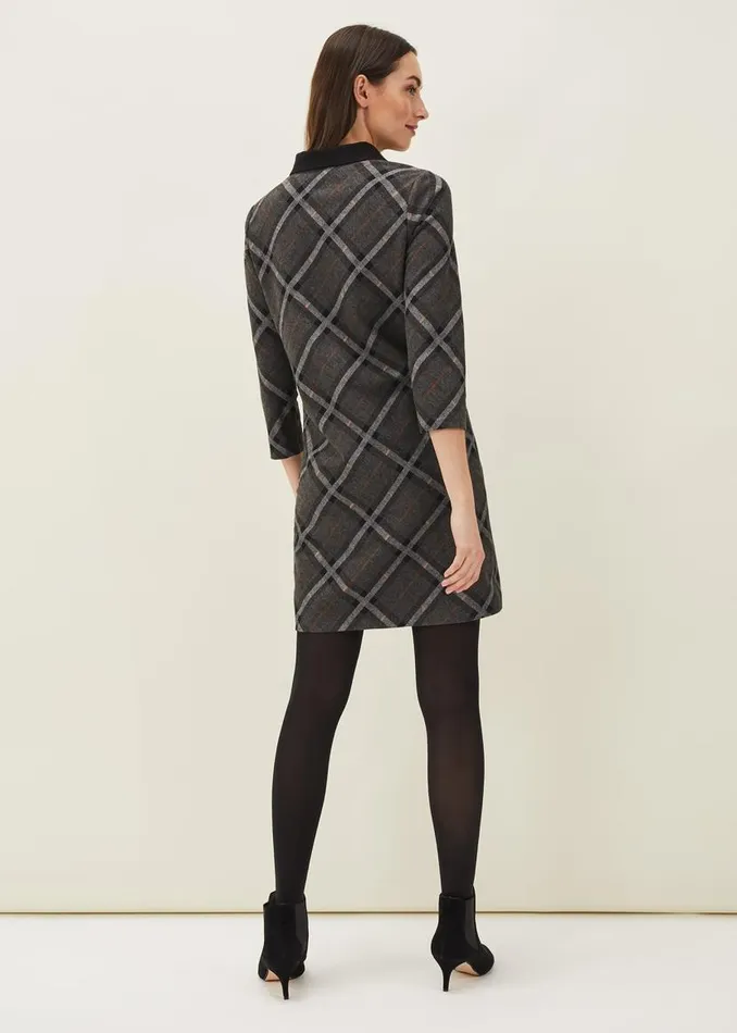 Phase Eight Dresses Rayia Check Tunic Dress Blackgrey 8211 Women