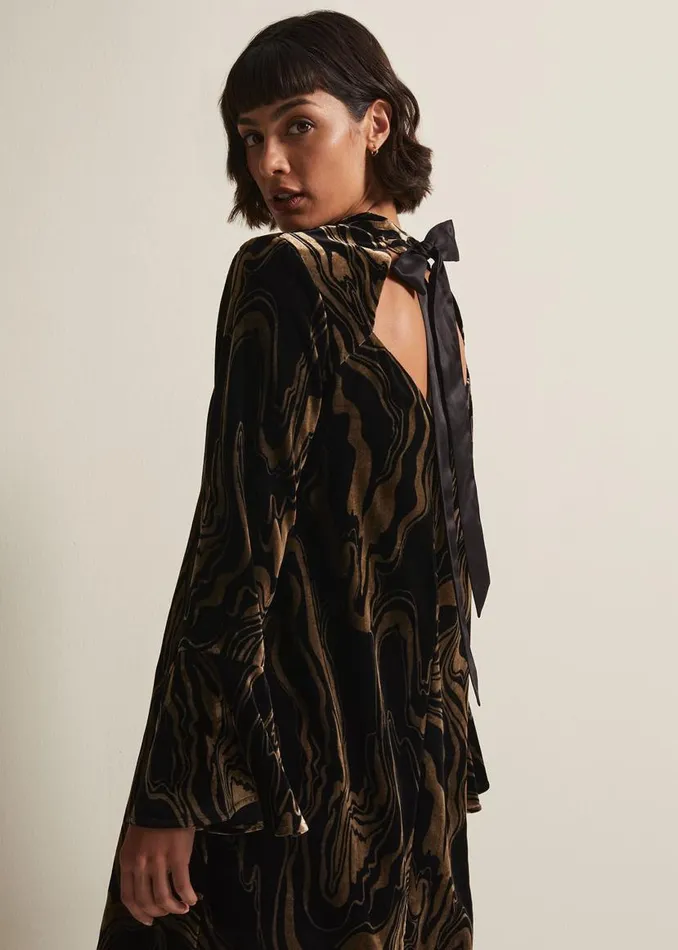 Phase Eight Dresses Rayna Velvet Swirl Mini Dress Black 8211 Women