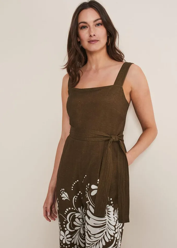 Phase Eight Dresses Rosalia Wide Leg Jumpsuit Khaki 8211 Women