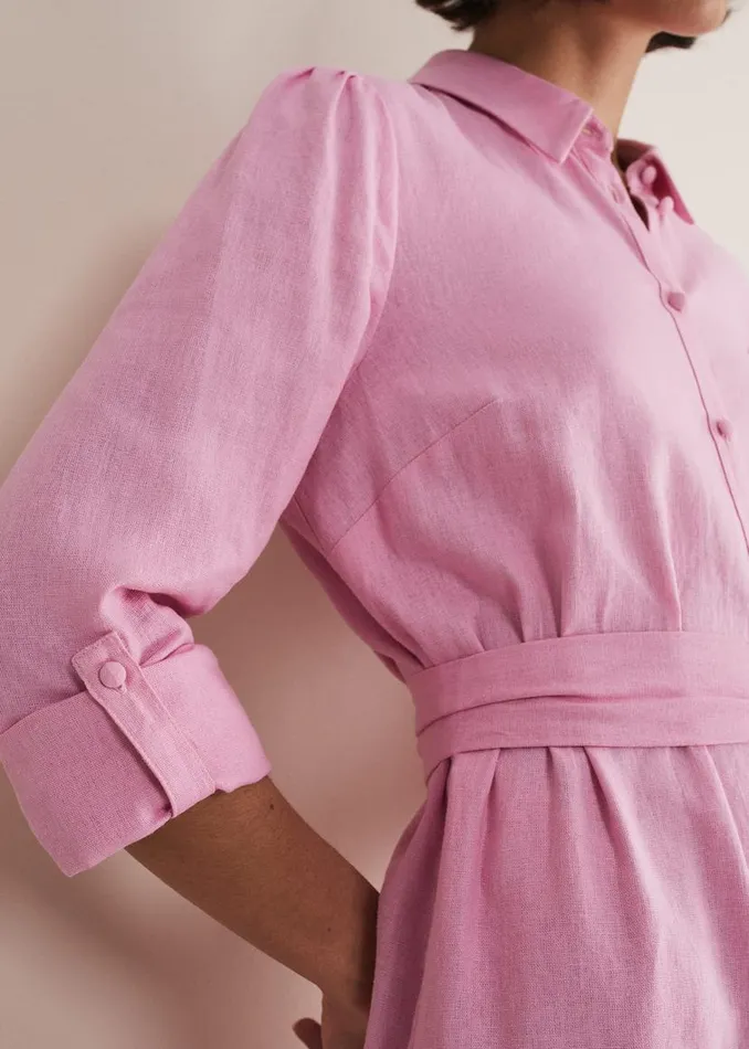 Phase Eight Dresses Rosalina Pink Linen Shirt Dress Pink 8211 Women