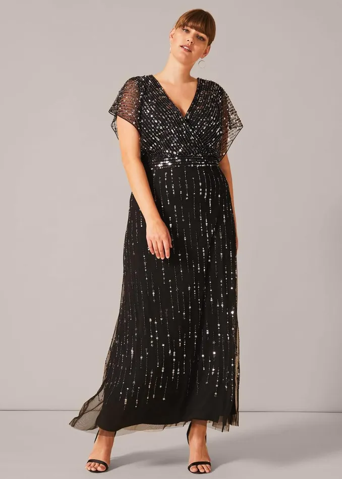 Phase Eight Dresses Shante Sequin Maxi Dress Black 8211 Women