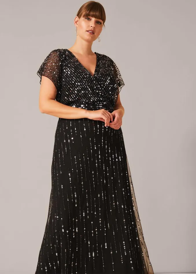 Phase Eight Dresses Shante Sequin Maxi Dress Black 8211 Women