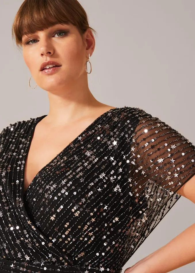 Phase Eight Dresses Shante Sequin Maxi Dress Black 8211 Women