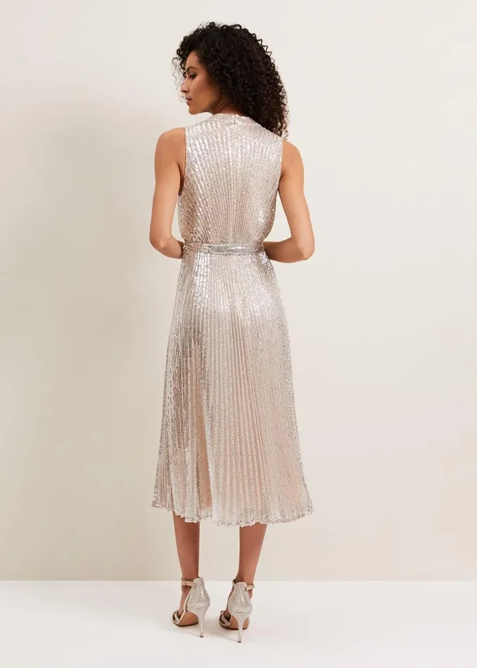 Phase Eight Dresses Simara Sequin Dress Silver 8211 Women
