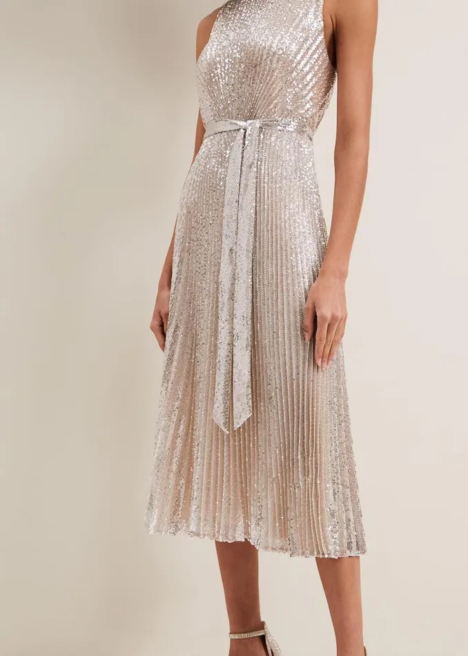 Phase Eight Dresses Simara Sequin Dress Silver 8211 Women